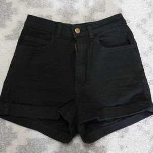 American Apparel High Waist Black Jean Shorts